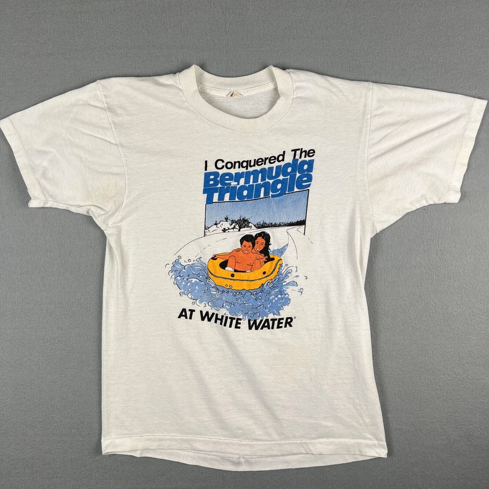 VTG Six‎ Flags Bermuda Triangle T Shirt Fits Small Tubing Water Park 1980s USA